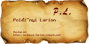 Polányi Larion névjegykártya